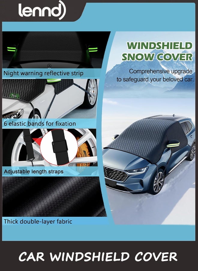 LENND Car Windshield Cover for Ice and Snow - Universal Windshield Snow Cover with Side Window and Rearview Mirror Protector, Durable Magnetic Winter Frost Hail Guard, Suitable for Most Cars,SUV,Truck - Image 1